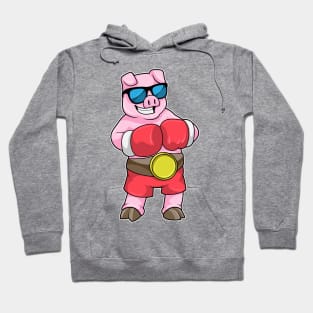 Pig as Boxer with Boxing gloves Hoodie